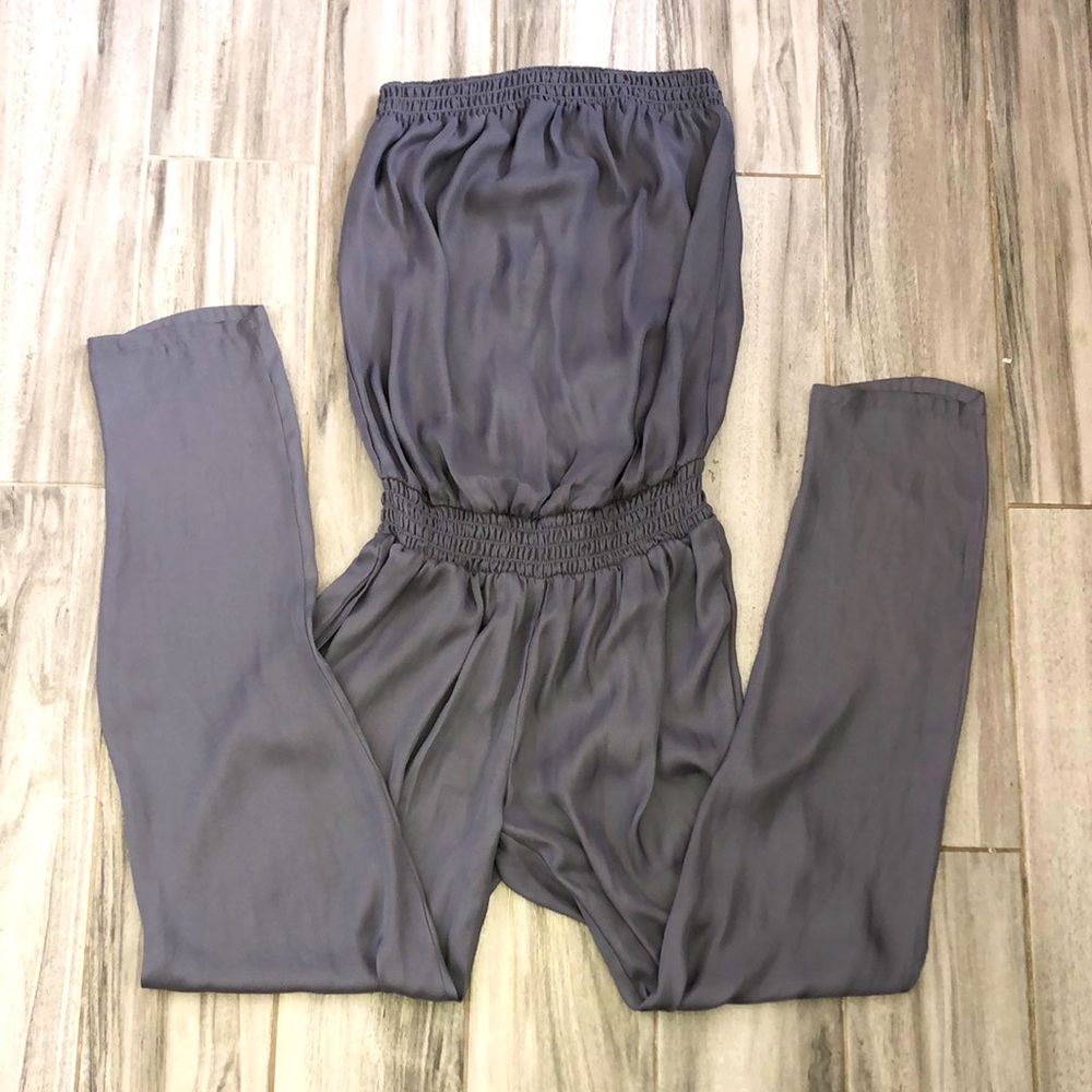 BB Dakota | grey satin jumpsuit